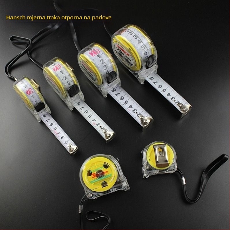 Hans metalna mjera-traka, 5 m, širina 19 mm/25 mm, prijenosni proziran mjerni alat
