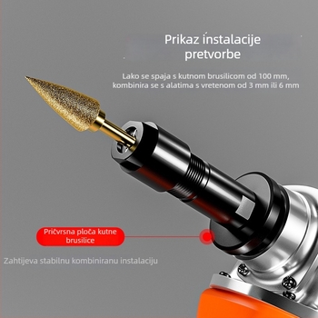 Adapter za kutnu brusilicu – ravno brušenje i graviranje, 6 mm i 3 mm čahura, visokougljična čelika
