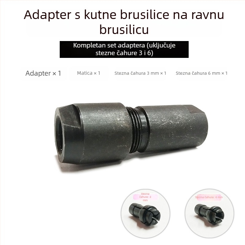 Konverzijski držač za kutnu brusilicu za električni brusilnik, čelik, M10, duljina 50 mm, uključuje 6# i 3# držače