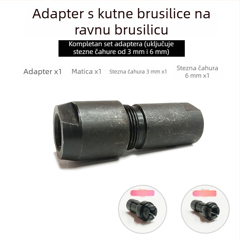 Konverzijski držač za kutnu brusilicu za električni brusilnik, čelik, M10, duljina 50 mm, uključuje 6# i 3# držače