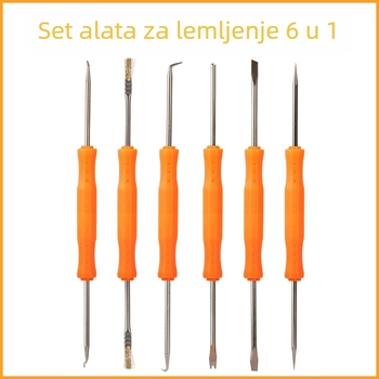 Set od 6 alata za lemljenje s električnom lemilicom, desolderiranje i čišćenje za popravke