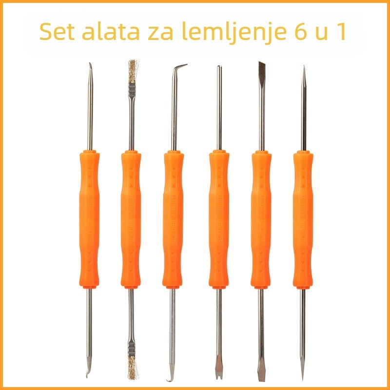 Set od 6 alata za lemljenje s električnom lemilicom, desolderiranje i čišćenje za popravke
