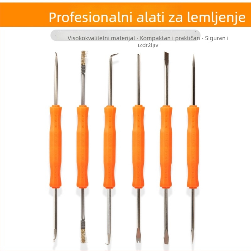 Set od 6 alata za lemljenje s električnom lemilicom, desolderiranje i čišćenje za popravke