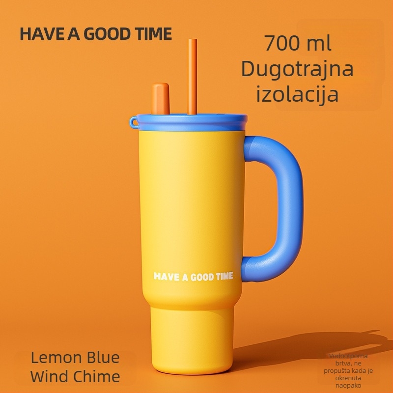Dopamine jednostavna jednobojna izolirana čaša s slamkom, veliki kapacitet, za žene, zimski stil, auto šalica
