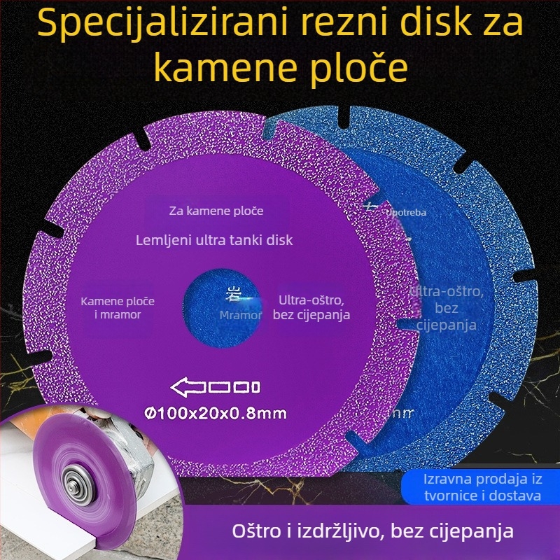 Visoko učinkovit kompozitni višenamjenski disk za rezanje kamenih ploča i keramičkih pločica, suhi rez — za kutnu brusilicu, izdržljiv, zaštita rubova