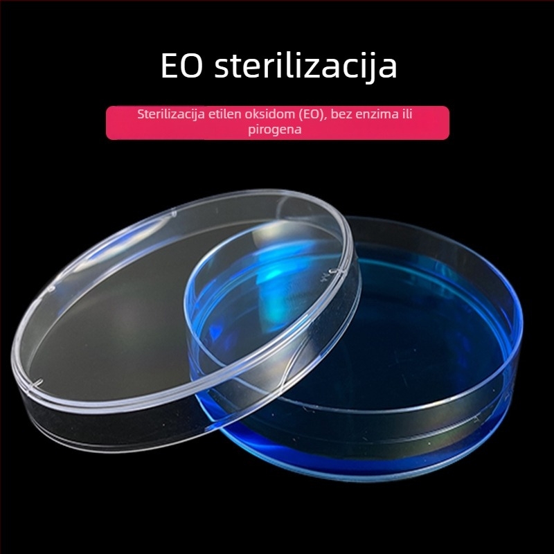 Jednokratne plastične Petri zdjelice, promjera 60 mm i 90 mm, debljih stijenkama, sterilne s poklopcem, kružnog i kvadratnog oblika, model 3555