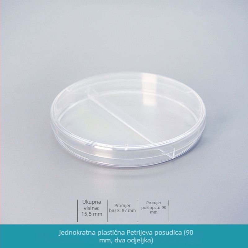 Jednokratne plastične Petri zdjelice, promjera 60 mm i 90 mm, debljih stijenkama, sterilne s poklopcem, kružnog i kvadratnog oblika, model 3555