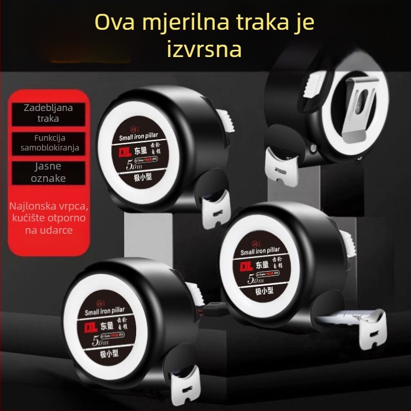 5 m debeli mjerni trak, otporan na habanje, visoka preciznost, automatsko zaključavanje, kutija mjere 10 m, kompaktna verzija 7,5