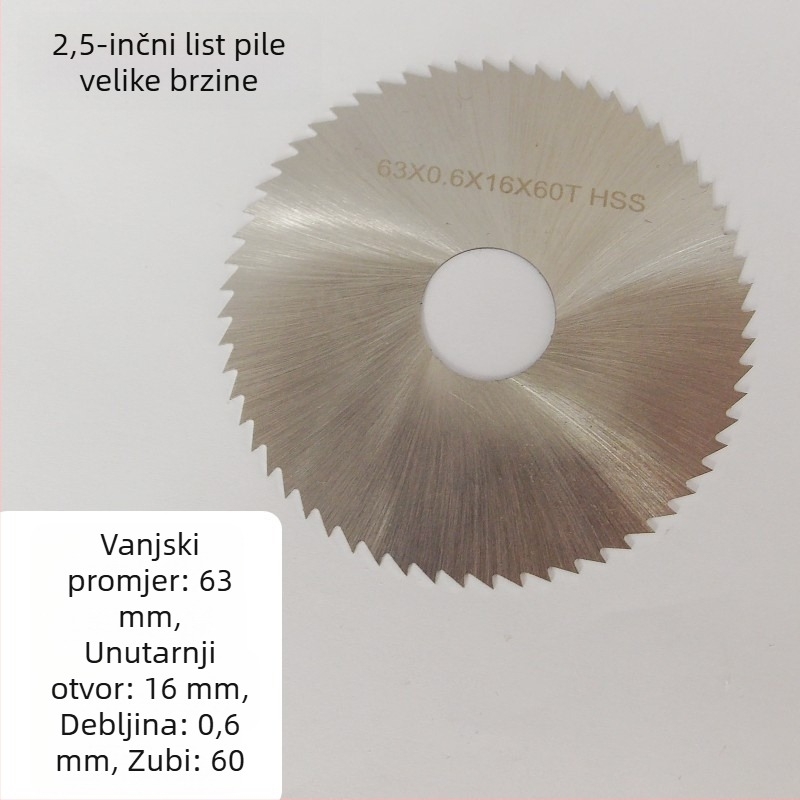 Oštrica pile promjera 2.5 inča (63 mm), HSS visoke brzine legura, dijamantni segment i smolni brusni kotač — višenamjenska rezna oštrica