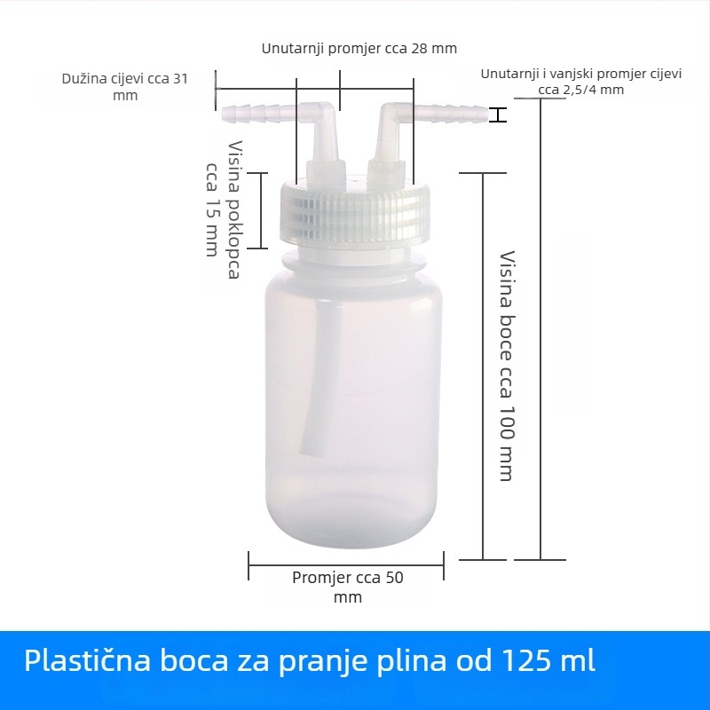 Polikarbonatno uređaj za ispiranje plinova i spremnik za prikupljanje plinova, 125/250/500/1000 ml