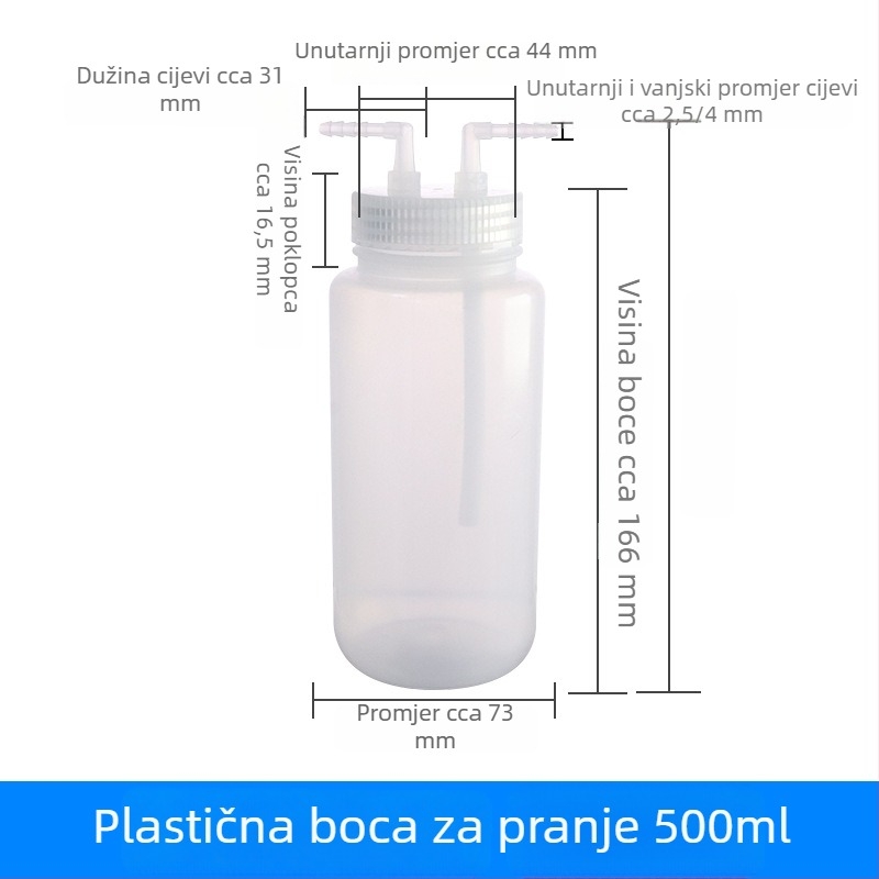 Polikarbonatno uređaj za ispiranje plinova i spremnik za prikupljanje plinova, 125/250/500/1000 ml