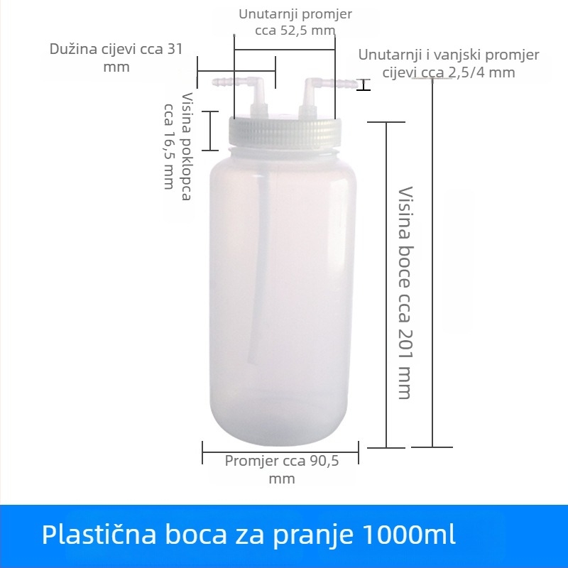 Polikarbonatno uređaj za ispiranje plinova i spremnik za prikupljanje plinova, 125/250/500/1000 ml