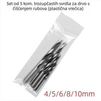 Set bušilica za drvo s tri vrha, u plastičnoj vrećici, bušilice od volfram čelika za bušenje električnom bušilom