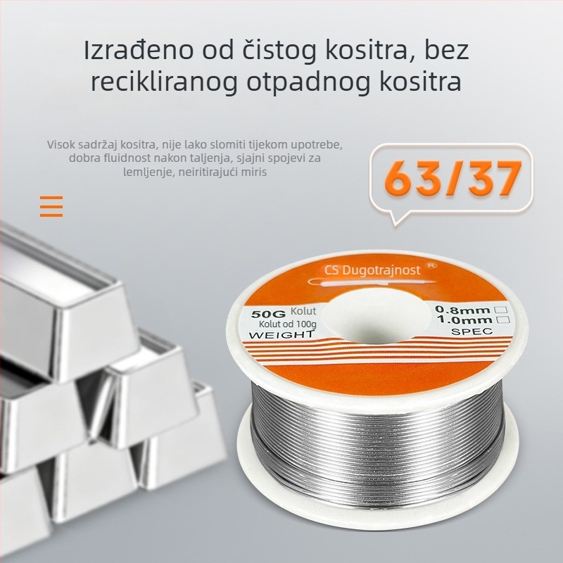 Welding Fort žica za lemljenje visoke čistoće s rosinom u jezgri, niska emisija dima, bez čišćenja, mali omotač, 100 g