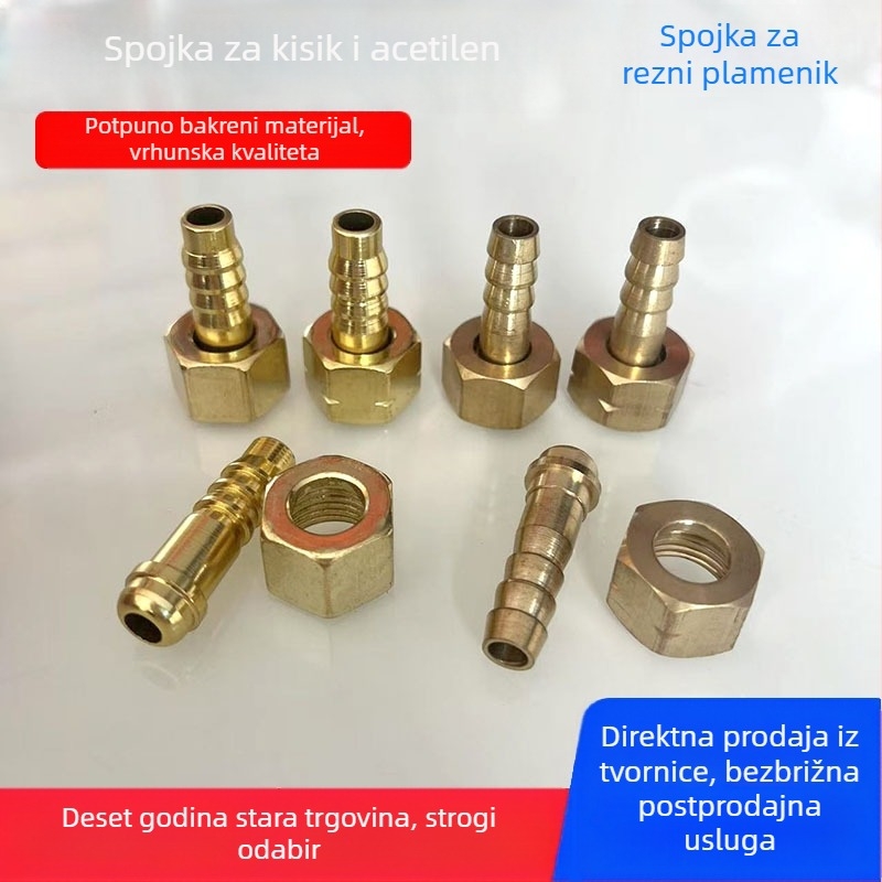 Bakreni fitinzi za kisik‑acetilen, spojnice za crijev i pribor za plamenik za rezanje, s muškim i ženskim navojem