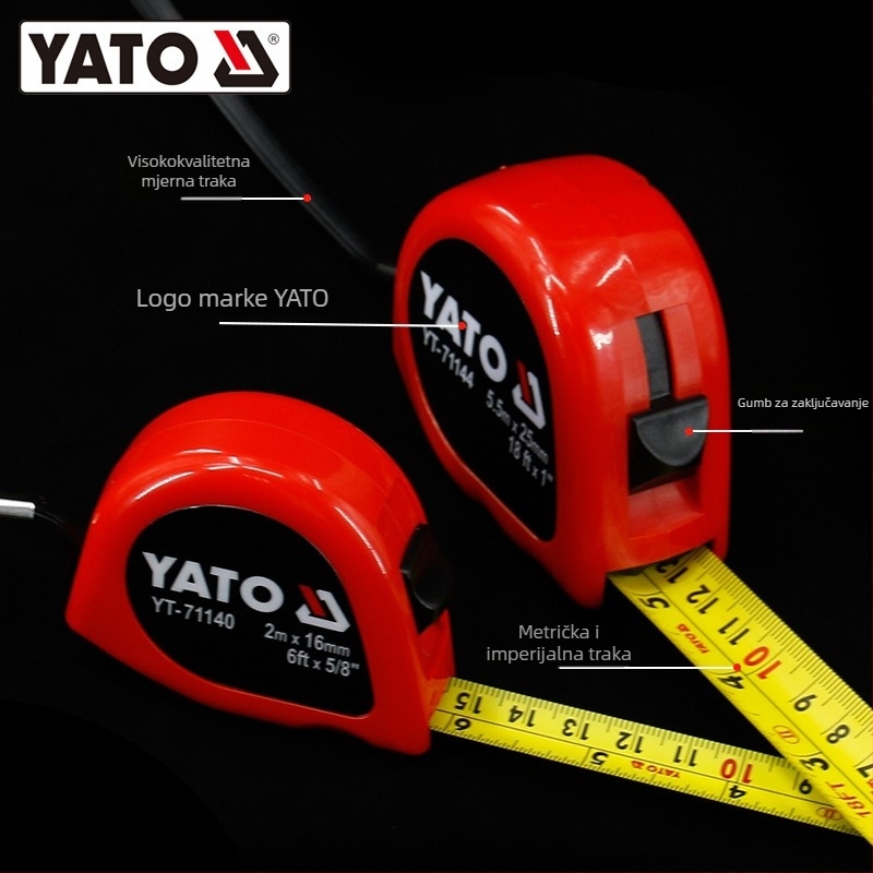 Yato mjerni traka, metalna traka, industrijske klase, duljine 2–3–5–10 m, uz kućištem