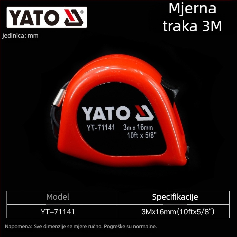 Yato mjerni traka, metalna traka, industrijske klase, duljine 2–3–5–10 m, uz kućištem