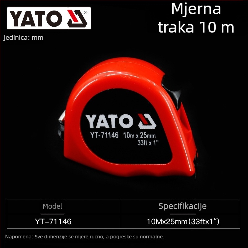 Yato mjerni traka, metalna traka, industrijske klase, duljine 2–3–5–10 m, uz kućištem