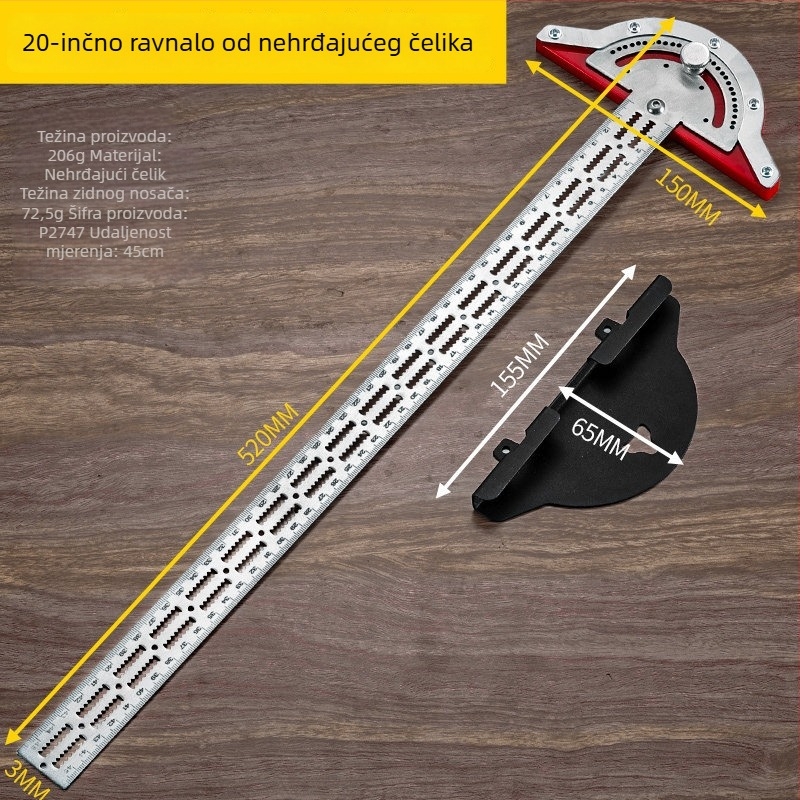Višenamjenska čelična pravila za drvo – precizno mjerenje kutova i označavanje ruba
