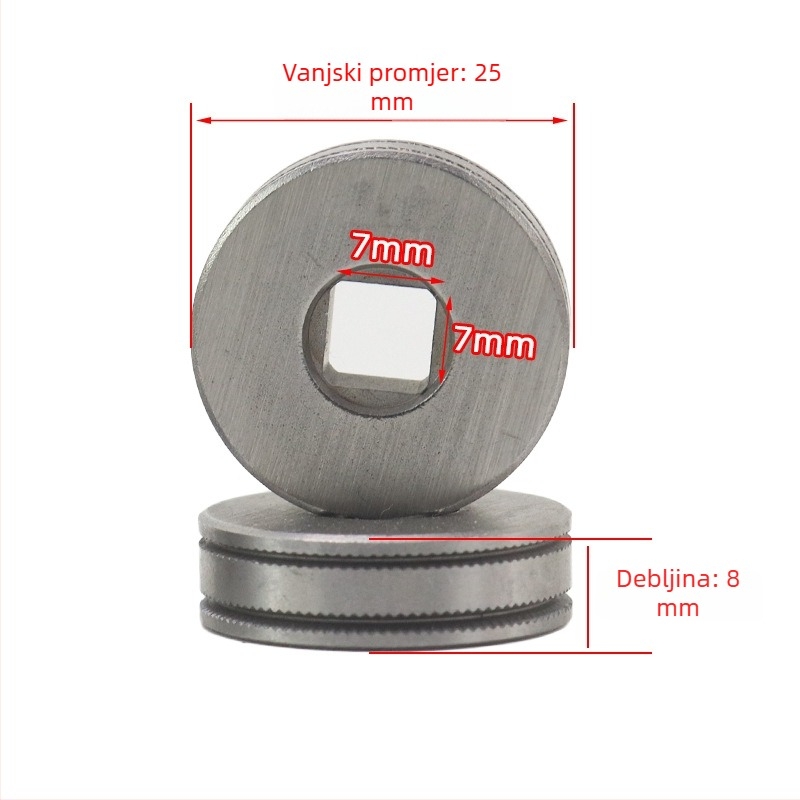 Set kotača za pogon žice za samonavod osiguranje zavarivanje i vodič žice, s četvrtastim otvorom i zubnim dizajnom, jednosmjerni pogon, Ø25 mm, 1 kg