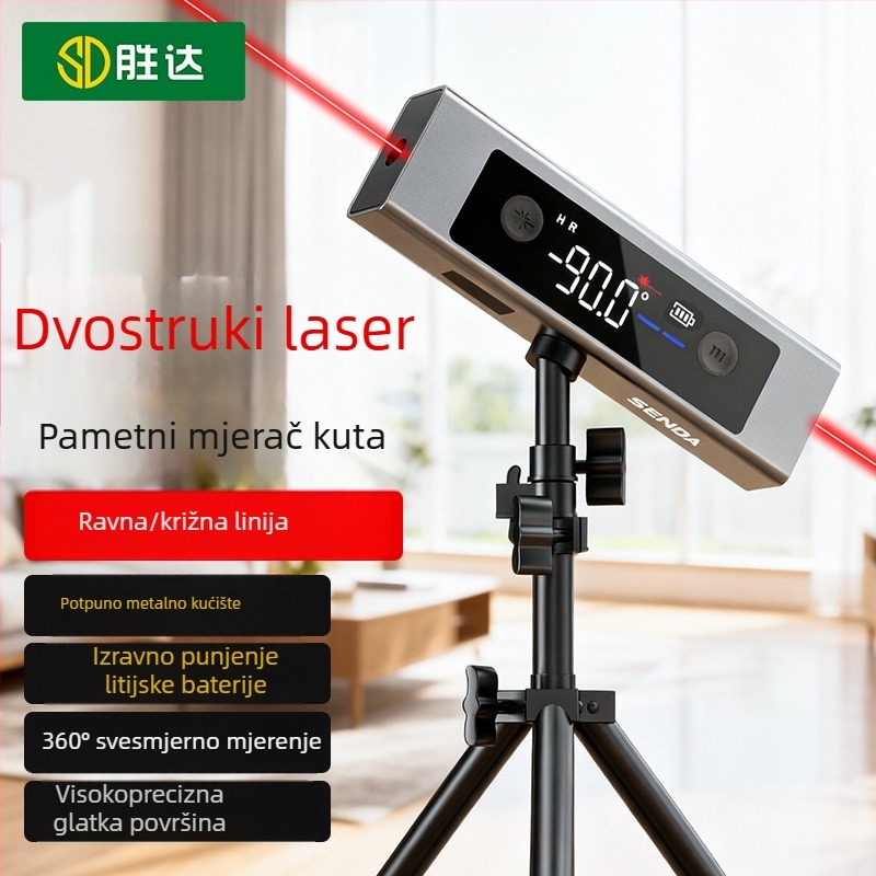 Shengda digitalni inclinometar s infracrvenim laserskim nivom – alat za mjerenje nagiba i kuta