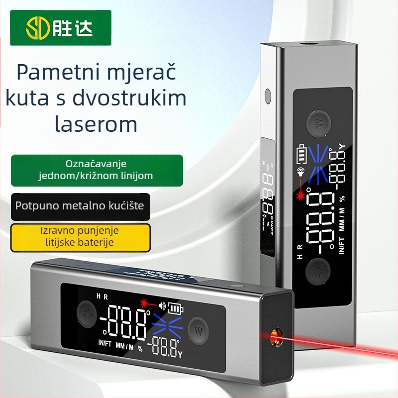 Shengda digitalni inclinometar s infracrvenim laserskim nivom – alat za mjerenje nagiba i kuta