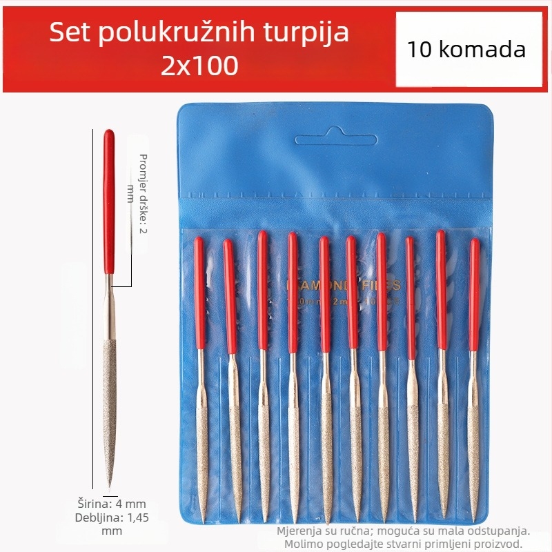 Letter Worker 10-dijelni set mini pilnika s elektroplatiranim dijamantnim pilnicima, duljine 100 mm, raznih oblika