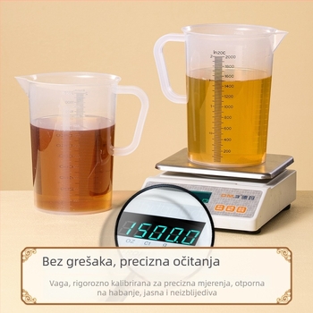 Crna graduirana mjerna šalica za čaj s mlijekom, debeli PP plast, velik kapacitet, prehrambena kvaliteta za pečenje