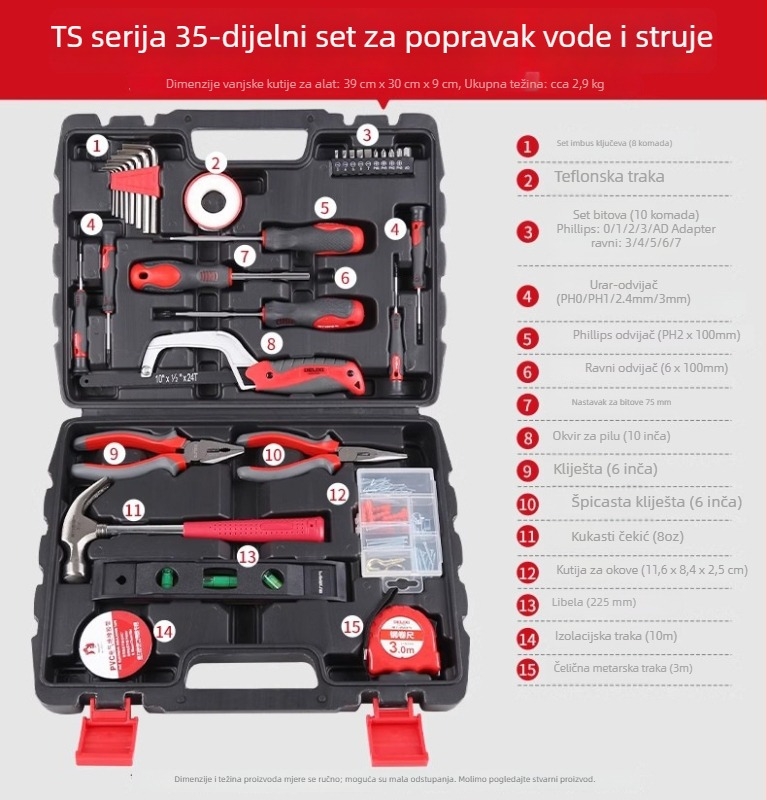 Delixi Kućni set alata – višenamjenski komplet za servis i obradu drveta za vozila (alat za demontažu)