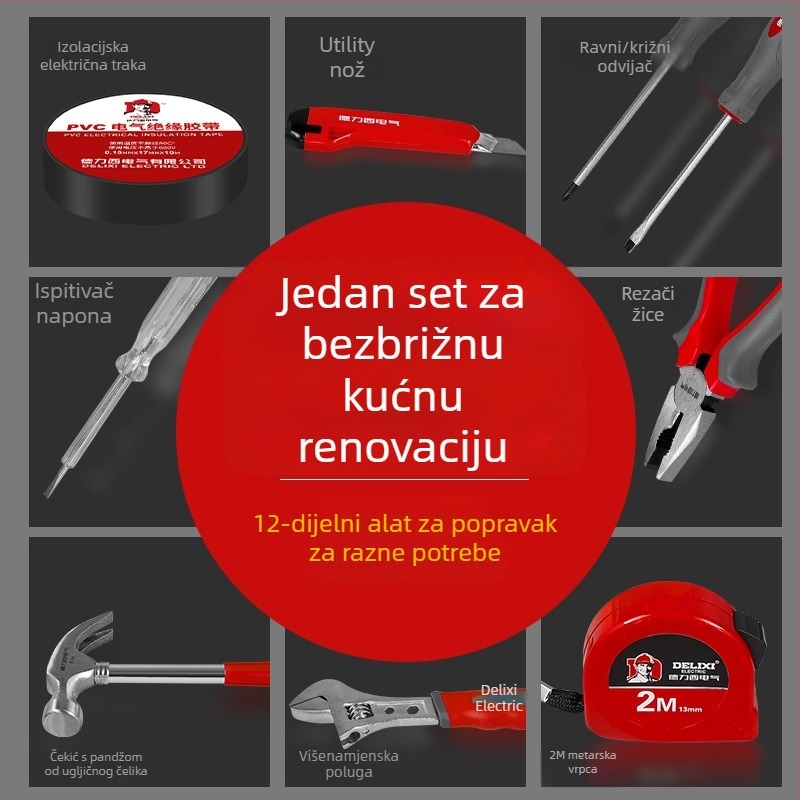 Delixi Kućni set alata – višenamjenski komplet za servis i obradu drveta za vozila (alat za demontažu)