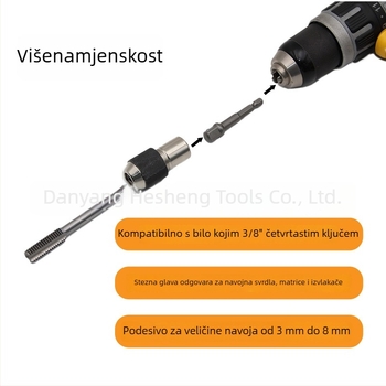 Prilagodljiv Tap Wrench s chuckom za M3–M12 navoje