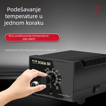 TGK stanica za lemljenje s konstantnom temperaturom 936A, s mogućnošću podešavanja temperature za popravke mobitela; uključuje lemni pištolj 936B, 60W