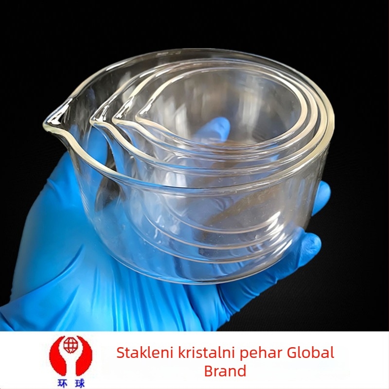 Staklena posuda za kristalizaciju, promjera 60/70/80/100 mm, debeli rub, okrugla, ravno dno, za biološke laboratorije.
