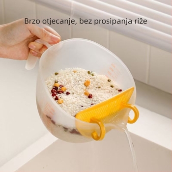 Posuda za filtriranje velikog kapaciteta s mjernom čašom, zdjela za mućenje jaja, mreža za filtriranje tekućeg jaja i cjedilo za pečenje