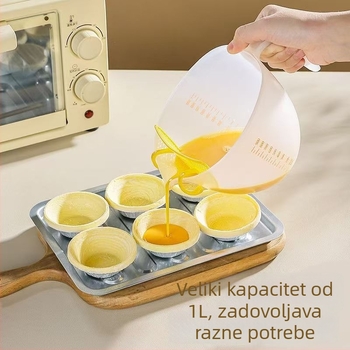 Posuda za filtriranje velikog kapaciteta s mjernom čašom, zdjela za mućenje jaja, mreža za filtriranje tekućeg jaja i cjedilo za pečenje
