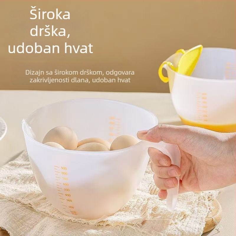 Posuda za filtriranje velikog kapaciteta s mjernom čašom, zdjela za mućenje jaja, mreža za filtriranje tekućeg jaja i cjedilo za pečenje