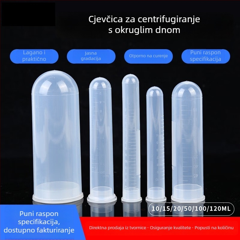 Graduirana centrífugna cijev s poklopcem, okruglog dna, zapremina 10/15/20/50/100/120 ml