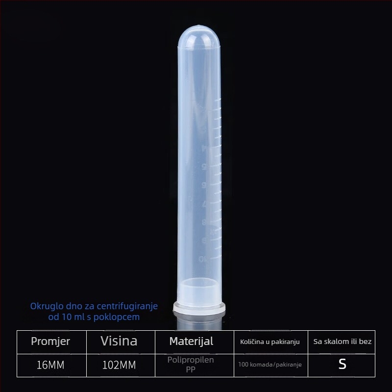 Graduirana centrífugna cijev s poklopcem, okruglog dna, zapremina 10/15/20/50/100/120 ml