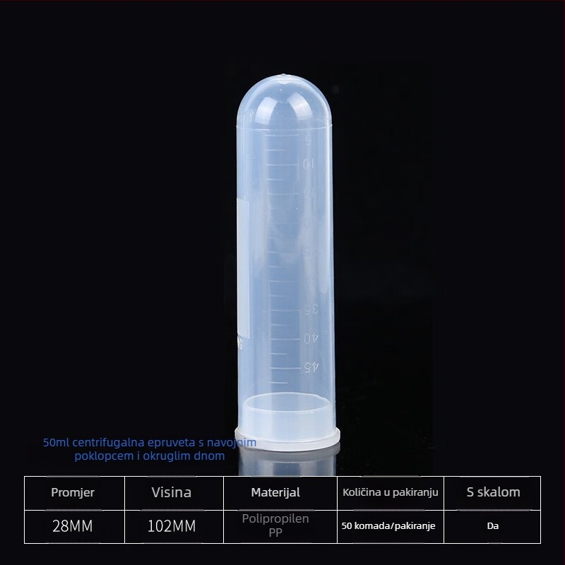 Graduirana centrífugna cijev s poklopcem, okruglog dna, zapremina 10/15/20/50/100/120 ml