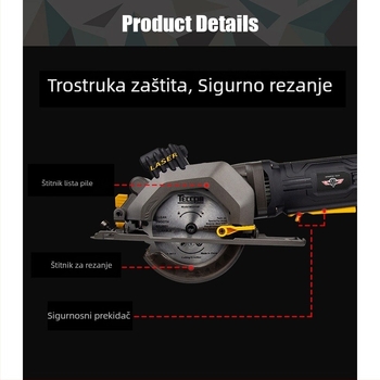 Mini električna kružna pila za drvo, prijenosna, 3 inča, kućna upotreba, višenamjenska s mogućnošću rezanja pod kutom