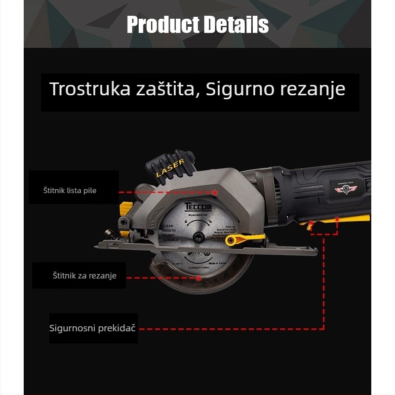 Mini električna kružna pila za drvo, prijenosna, 3 inča, kućna upotreba, višenamjenska s mogućnošću rezanja pod kutom