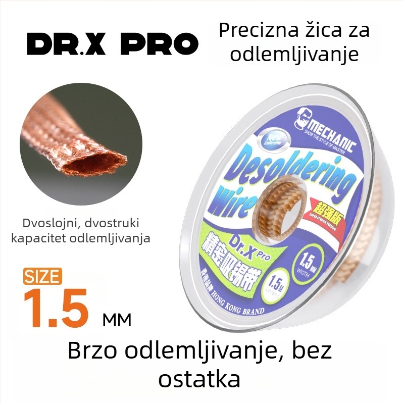 Precizna desoldering traka DR.X PRO za popravak mobitela — uklanja solder padove i desolderira matičnu ploču