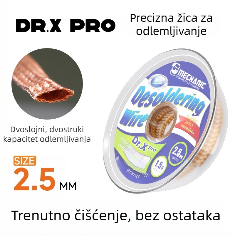 Precizna desoldering traka DR.X PRO za popravak mobitela — uklanja solder padove i desolderira matičnu ploču