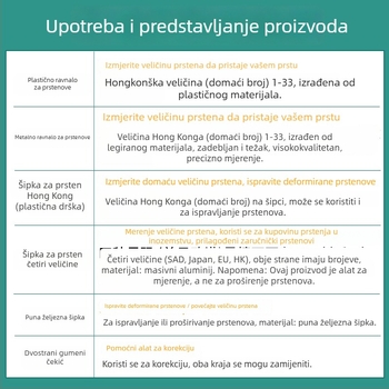 Alat za mjerenje veličine prstena s mjernim štapićem za prst i produžnim štapićem