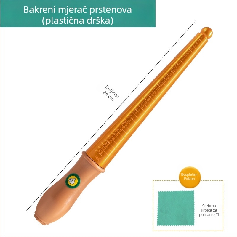 Alat za mjerenje veličine prstena s mjernim štapićem za prst i produžnim štapićem