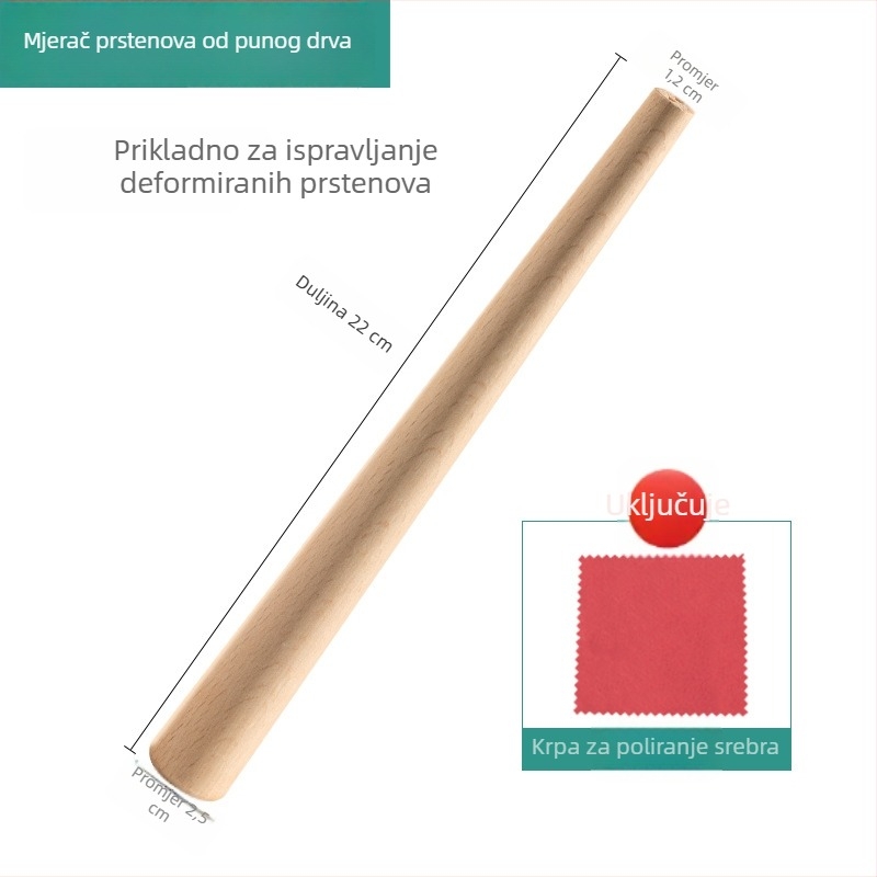 Alat za mjerenje veličine prstena s mjernim štapićem za prst i produžnim štapićem