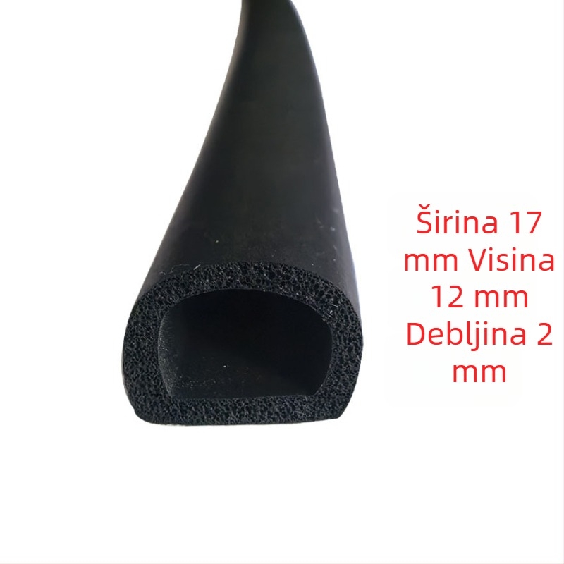 EPDM pjenasti brtvni trak s velikim D-oblikom za ormariće, 15×16, šuplji polukrug, samoljepljiv