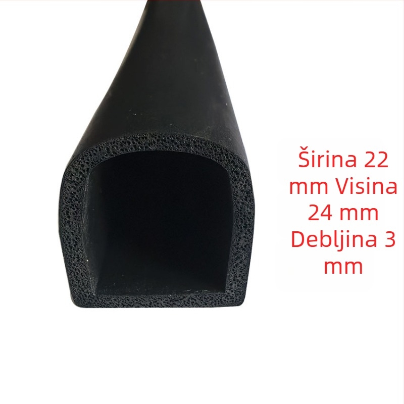 EPDM pjenasti brtvni trak s velikim D-oblikom za ormariće, 15×16, šuplji polukrug, samoljepljiv