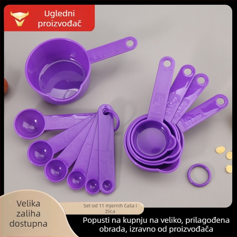 11-dijelni set mjernih žlica i mjernih čaša za pečenje, višebojni, od PP-a, uključuje žličicu za kvas