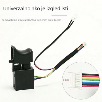 Bez četkasti prekidač za udarni odvijač, 8 ili 9 vodova, univerzalni tip, novi model